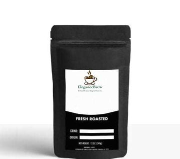Elegance Brew Cold Brew Coffee in black resealable bag, featuring smooth, mellow blend with rich chocolatey notes and low-acid profile.