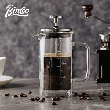 350ML/600ML Glass French Press Heat-resistant Double-layer Filter Coffee Pot Household Filter Shared Pot Coffee Tool With Filter