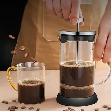 350-1000ML French Press Coffee Pots With Filter High Borosilicate Glass Heat-Resistant Coffee Brewer Milk Foam Frother Pots