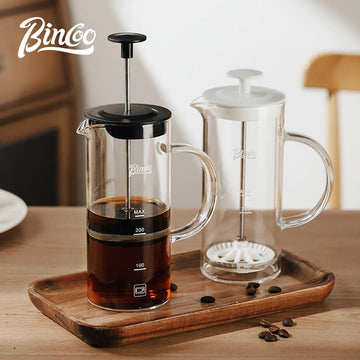 Bincoo Manual Milk Frother Glass Milk Foamer Coffee Pot Heat Resistant Glass Mesh French Press Coffee Maker Mixer Kitchen Tool
