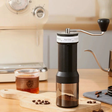 Multifunctional manual coffee grinder with ceramic burr and adjustable coarseness for home brewing