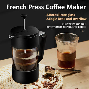 350ML/600ML/1000ML French Press Coffee Maker High Borosilicate Glass House Coffee Brewer Milk Foam Frother Coffee Accessories
