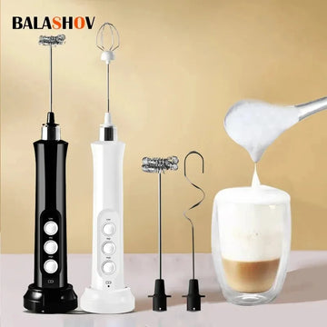 Handheld Electric Milk Frother 3 In 1 Milk Foam Maker Rechargeable 3 Speeds Adjustable Electric Foam Maker Tools Mini Milk Mixer