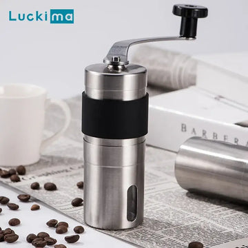 Mini manual coffee grinder with conical burr for fresh espresso beans