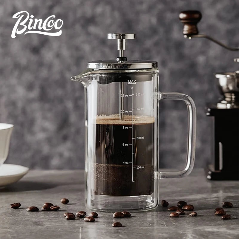 350ML/600ML Glass French Press Heat-resistant Double-layer Filter Coffee Pot Household Filter Shared Pot Coffee Tool With Filter