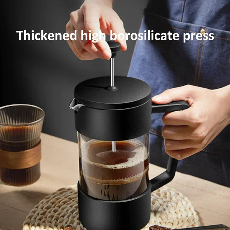 350ML/600ML/1000ML French Press Coffee Maker High Borosilicate Glass House Coffee Brewer Milk Foam Frother Coffee Accessories