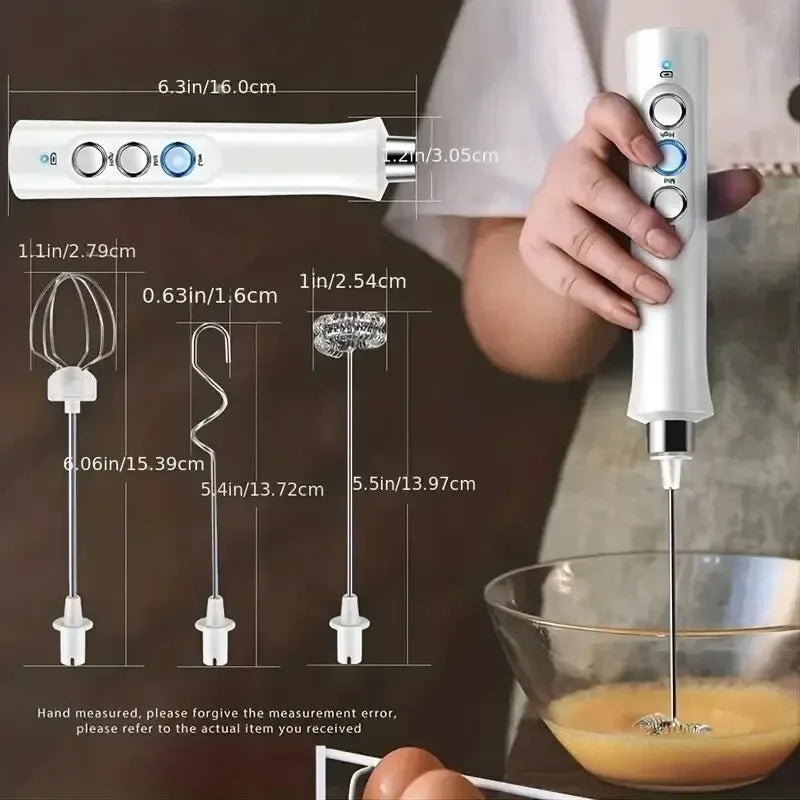 Handheld Electric Milk Frother 3 In 1 Milk Foam Maker Rechargeable 3 Speeds Adjustable Electric Foam Maker Tools Mini Milk Mixer