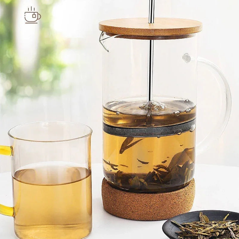 350-1000ML French Press Coffee Pots With Filter High Borosilicate Glass Heat-Resistant Coffee Brewer Milk Foam Frother Pots