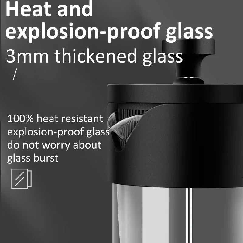 350ML/600ML/1000ML French Press Coffee Maker High Borosilicate Glass House Coffee Brewer Milk Foam Frother Coffee Accessories