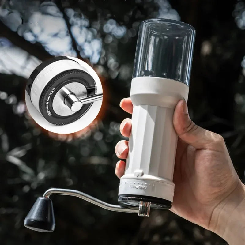 Multifunctional manual coffee grinder with ceramic burr and adjustable coarseness for home brewing