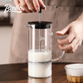 Bincoo Manual Milk Frother Glass Milk Foamer Coffee Pot Heat Resistant Glass Mesh French Press Coffee Maker Mixer Kitchen Tool