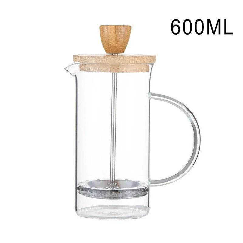 350-1000ML French Press Coffee Pots With Filter High Borosilicate Glass Heat-Resistant Coffee Brewer Milk Foam Frother Pots