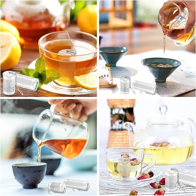 4PCS Tea Infusers For Loose Tea,Tea Filter With Lid,Stainless Steel Tea Strainer With Chain Hook,Large Tea Strainer Ball Durable