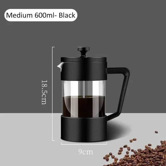 350ML/600ML/1000ML French Press Coffee Maker High Borosilicate Glass House Coffee Brewer Milk Foam Frother Coffee Accessories