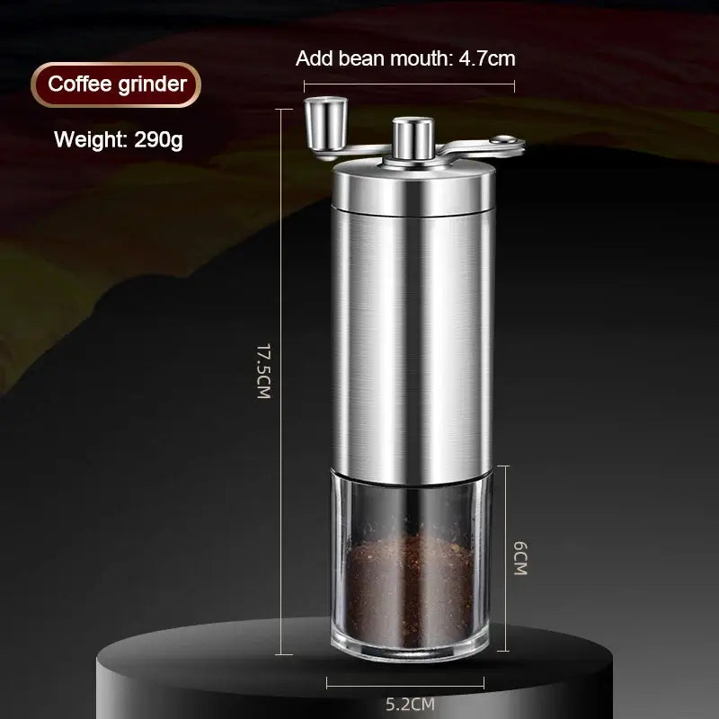 Compact hand coffee mill for travel and outdoor coffee brewing