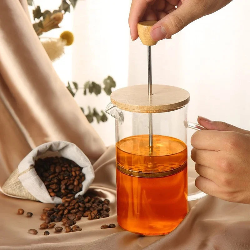350-1000ML French Press Coffee Pots With Filter High Borosilicate Glass Heat-Resistant Coffee Brewer Milk Foam Frother Pots