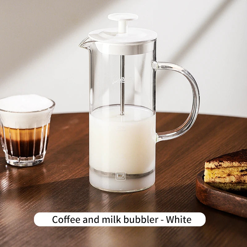 Bincoo Manual Milk Frother Glass Milk Foamer Coffee Pot Heat Resistant Glass Mesh French Press Coffee Maker Mixer Kitchen Tool