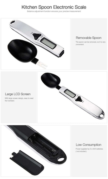 LCD Digital Kitchen Measuring Spoon Scale with 0.1g accuracy and removable spoon