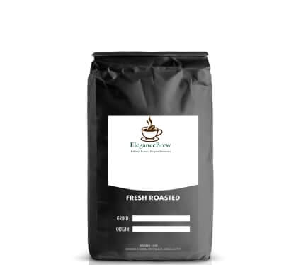 Elegant Brew Italian Roast coffee bag, featuring fresh roasted specialty grade Arabica and Robusta blend.